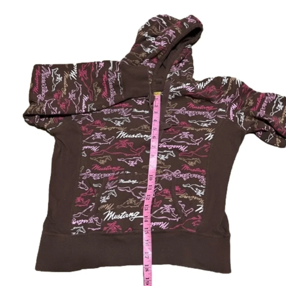 Ford Mustang Brown Pullover Logo & Horses Cotton Polyester Lining Junior Size L - Picture 8 of 9